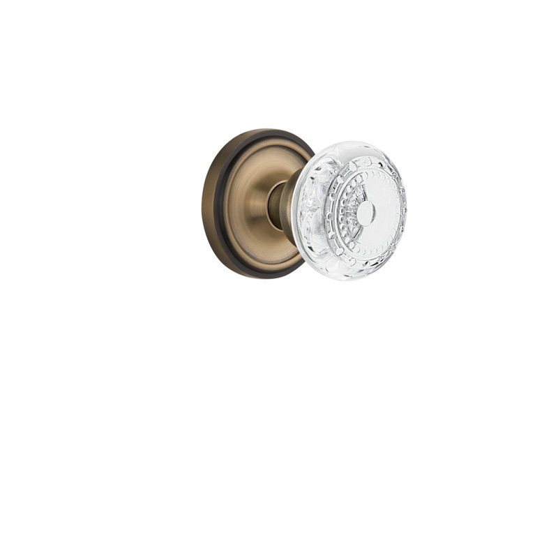 Classic Rosette with Crystal Meadows Knob, 2-3/4”, Antique Brass