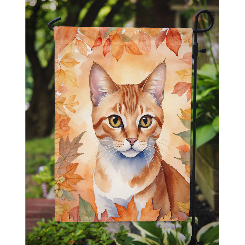 Chat en feuilles d'automne drapeau de jardin, Mau arabe