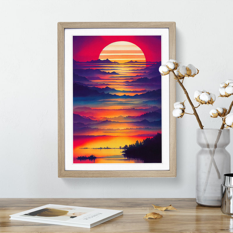 Mountain Sunset No.2 - Framed Print, 46cm H x 34cm W x 2cm D, Oak