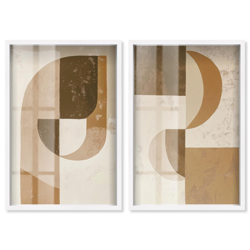 Inner Sanctum Duo Shadowbox Print Abstract Boho Art Set by Art Remedy, White Frame, 16 x 24, H 46 po x l 31 po, Cadre blanc
