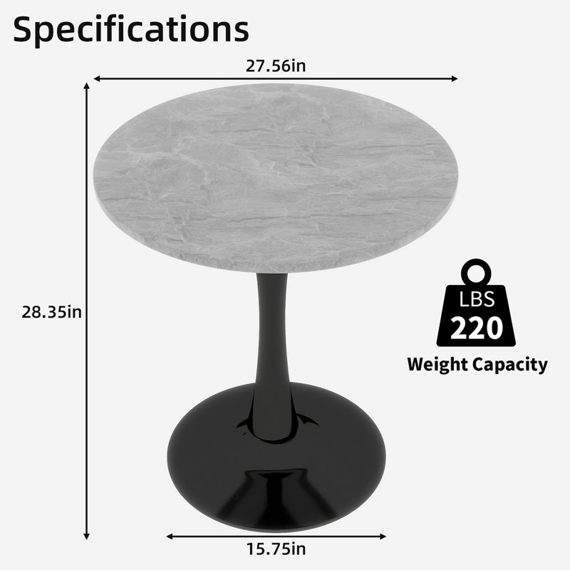 Table basse noire 27,6 pouces