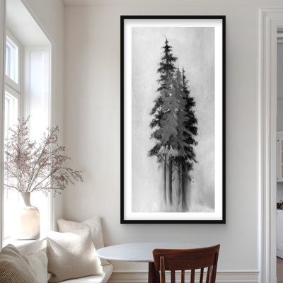 Silhouette of Black and Grey Trees | Monochrome Framed Print