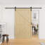 Porte de grange coulissante moderne de 84 po de hauteur | Peut être peinte en surface apprêtée | Porte de garde-robe avec trousse d'installation et quincaillerie à fermeture en douceur-59378300-99207166-117256343