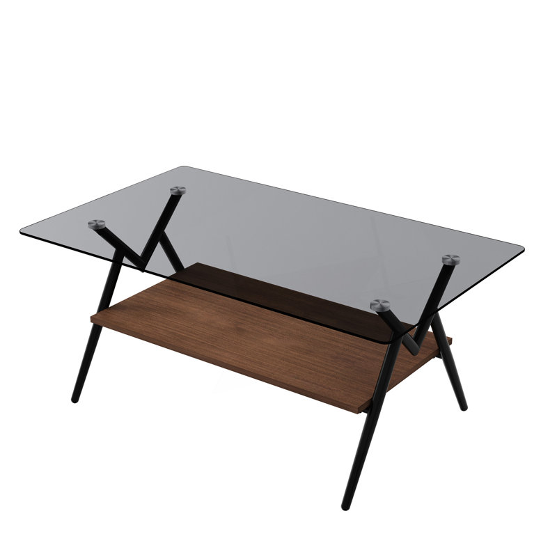 Rectangle Coffee Table, Modern Table, Gray, Brown/Black