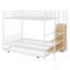 Lit superposé en métal avec lit gigogne, échelle de rangement latérale et garde-robe-213584885