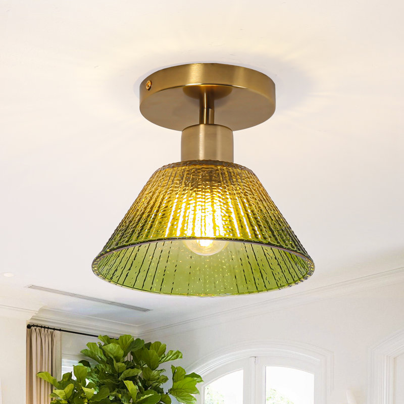 Plafonnier semi-encastré en verre 1 lumière
