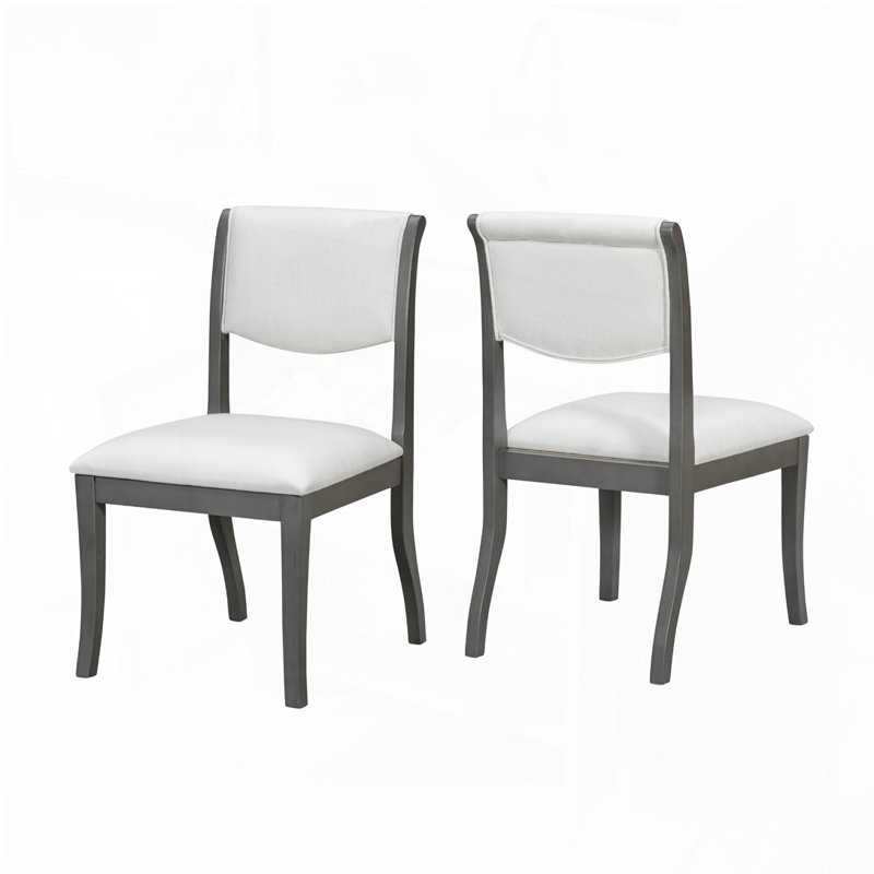 Chaise de salle à manger rembourrée en lin, chaises de salle à manger en bois, Gris