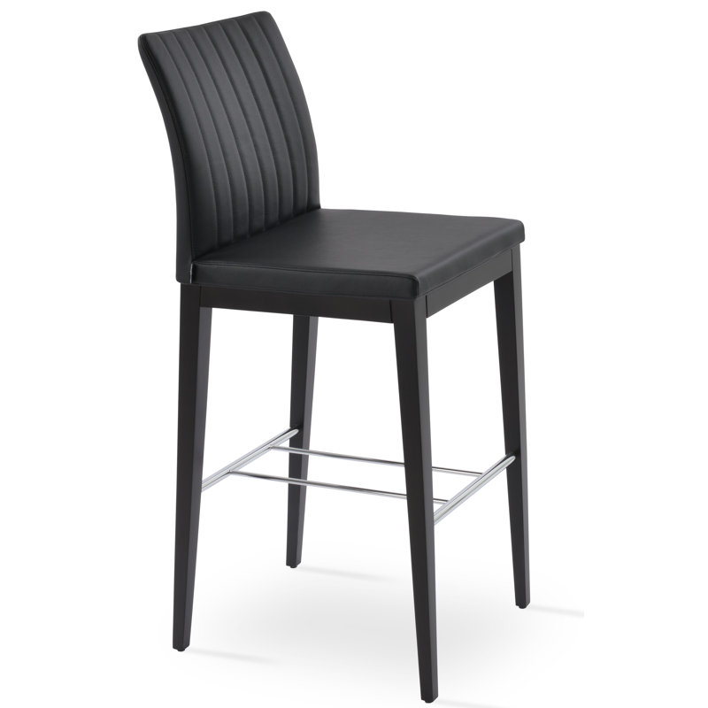 Zeyno Wood Counter & Bar Stool, Black, Wenge, Bar Stool (29” Seat Height)