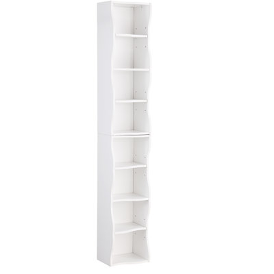 8 - Layer Multi Functional Bookshelf With Wavy Design For Home Office Display, Rich Storage Space, Adjustable Shelves, Strong Structure Special Iron Bars, Waterproof And Proof Surface Exquisite