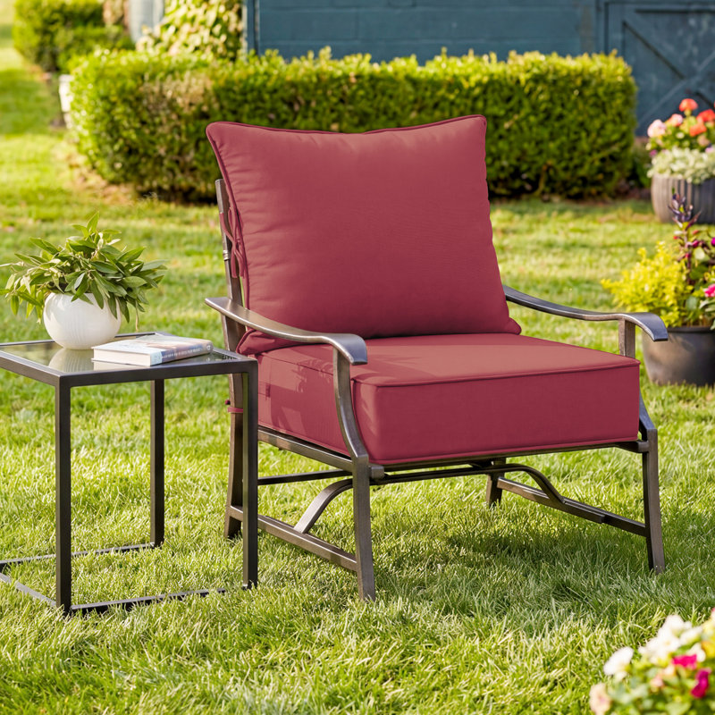 Ensemble de coussins de siège d'extérieur Wynee, 5", Rouge / fuchsia, 24" W x 24" D