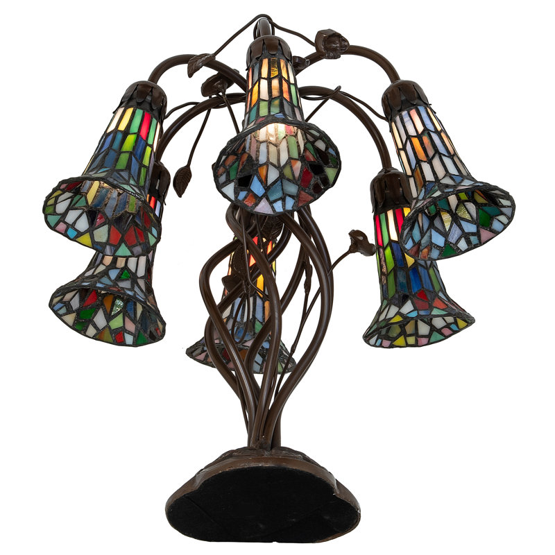 Meyda Tiffany & Stained Glass Table Lamp, Ruby/Green/Blue/Black