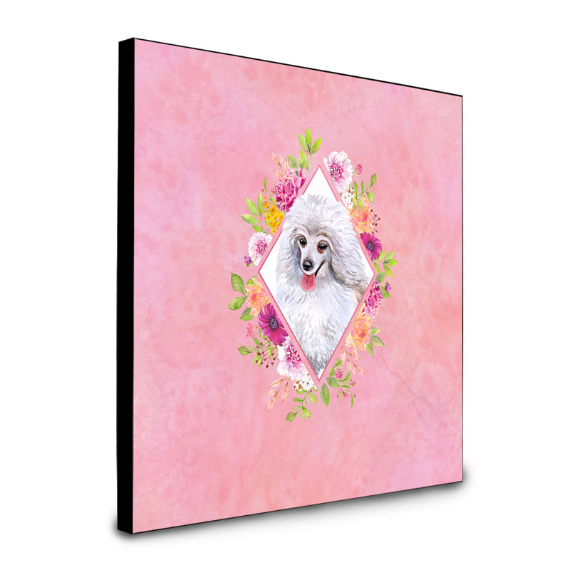 Panneau mural Dollman Flowers, Caniche miniature, Rose
