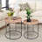 Natural Water Hyacinth Nesting End Table Set Of 2, Hand-Woven Side Tables,Small Round Nesting Coffee Table 17" & 15.5"Desktop