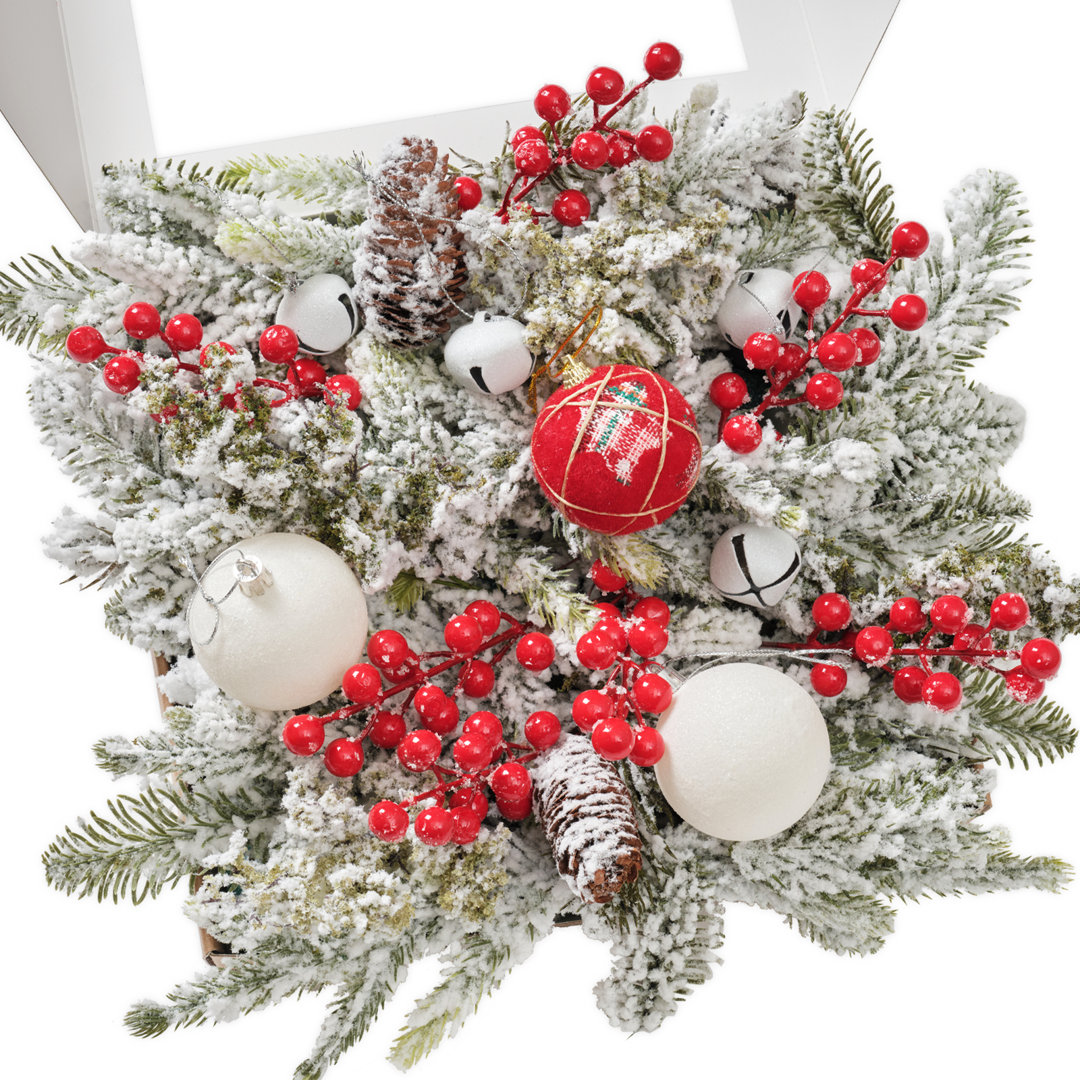 Christmas Ball and Snowy Artificial Flowers Combo for DIY Crafted (39pcs) The Holiday Aisle®