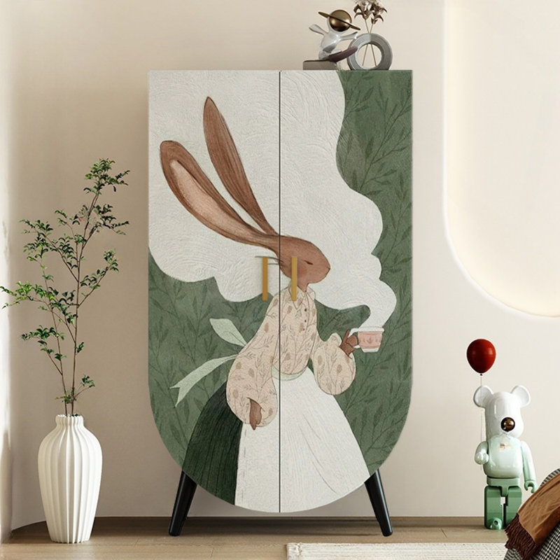 Modern and Simple Solid Wood Cartoon Wardrobe