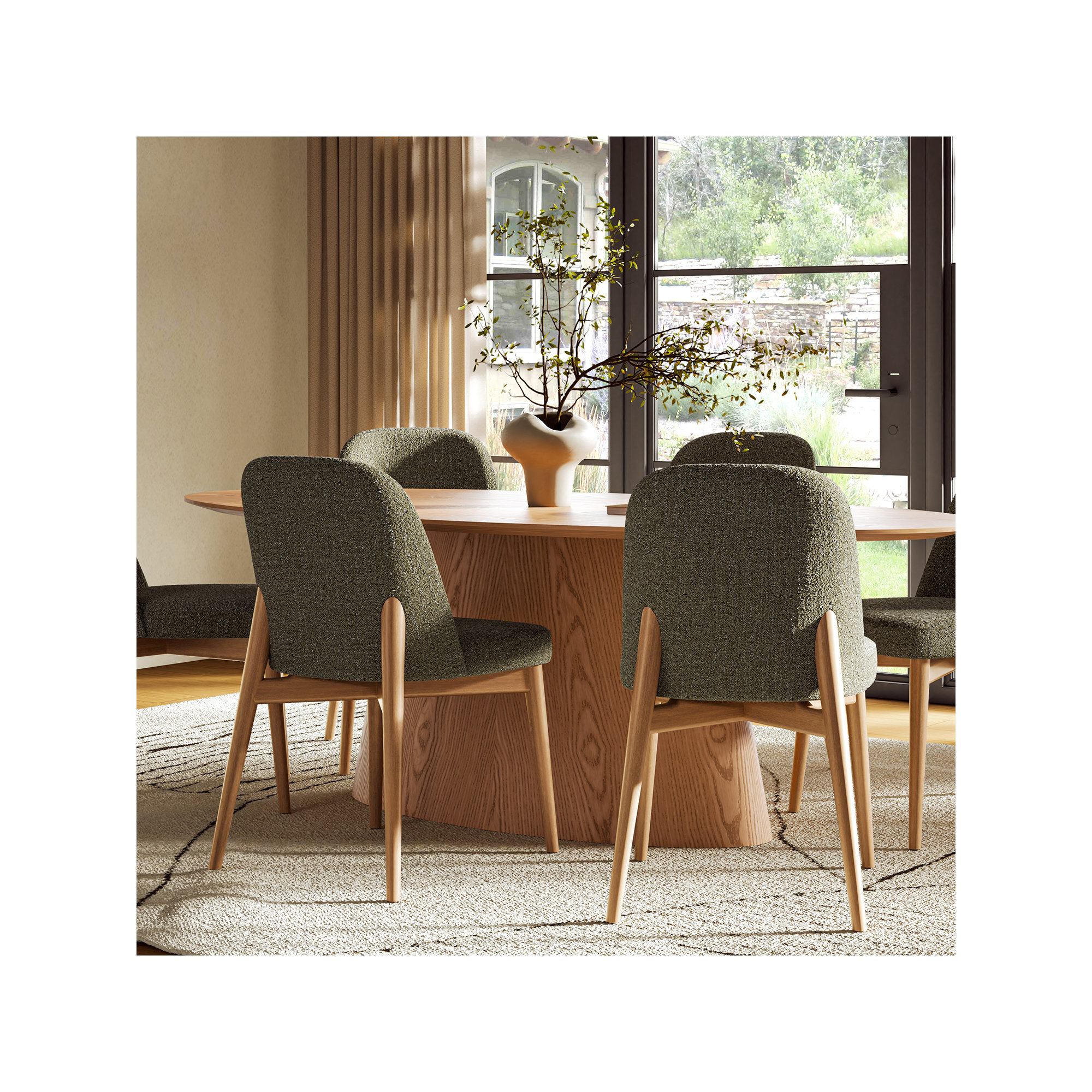 Nisrine 86" Oval Dining Table, Natural