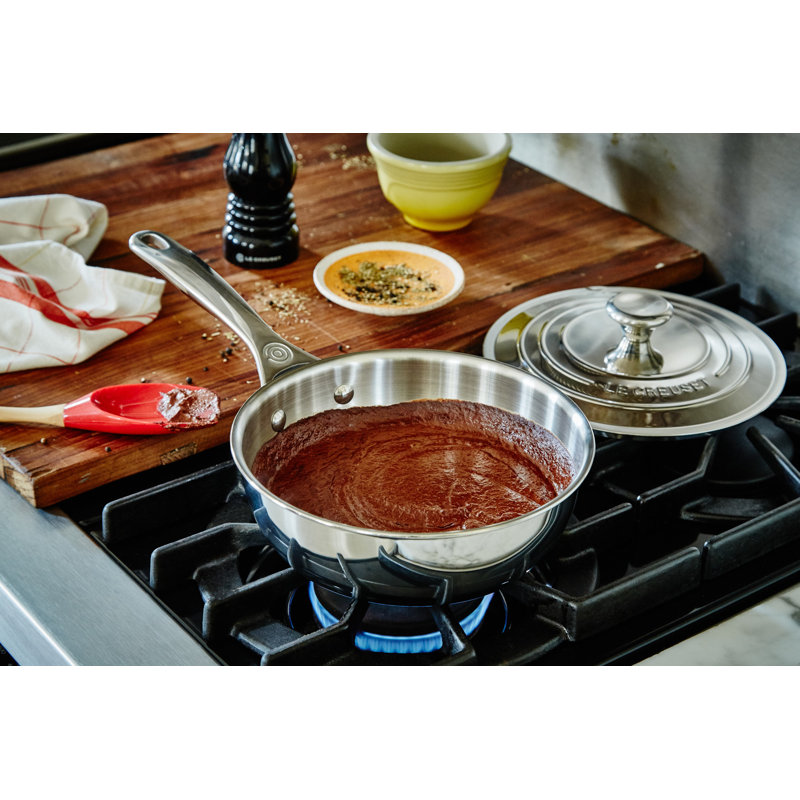 Le Creuset Stainless Steel Saucier Pan with Lid, 2 qt.