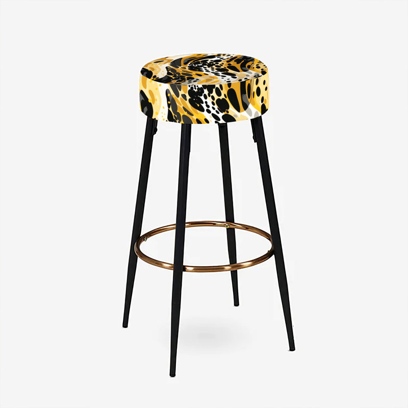 Elodea - Ensemble de 2 tabourets de bar à imprimé, Opulent léopard noir et jaune