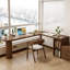 Bureau de direction en L en bois massif brun noisette-779277345-779277343