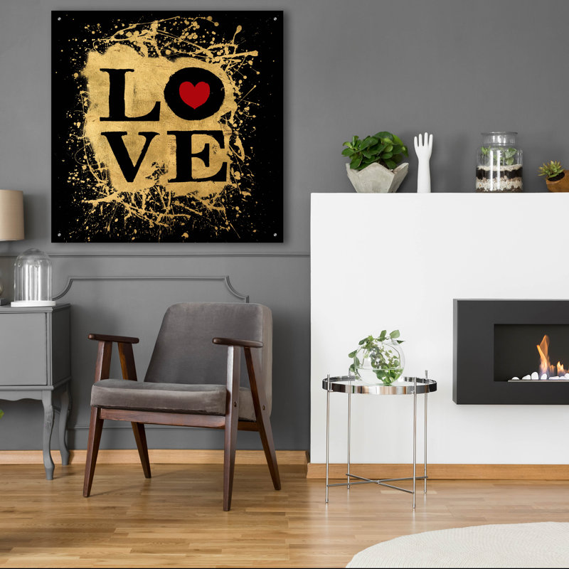 «Heart Of Gold 1v» par Art Licensing Studio, art mural en verre acrylique, H 36 po x l 36 po x P 0,2 po