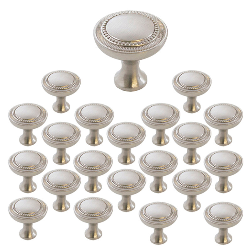 Brushed Nickel Round Aluminum Cabinet Knob Set