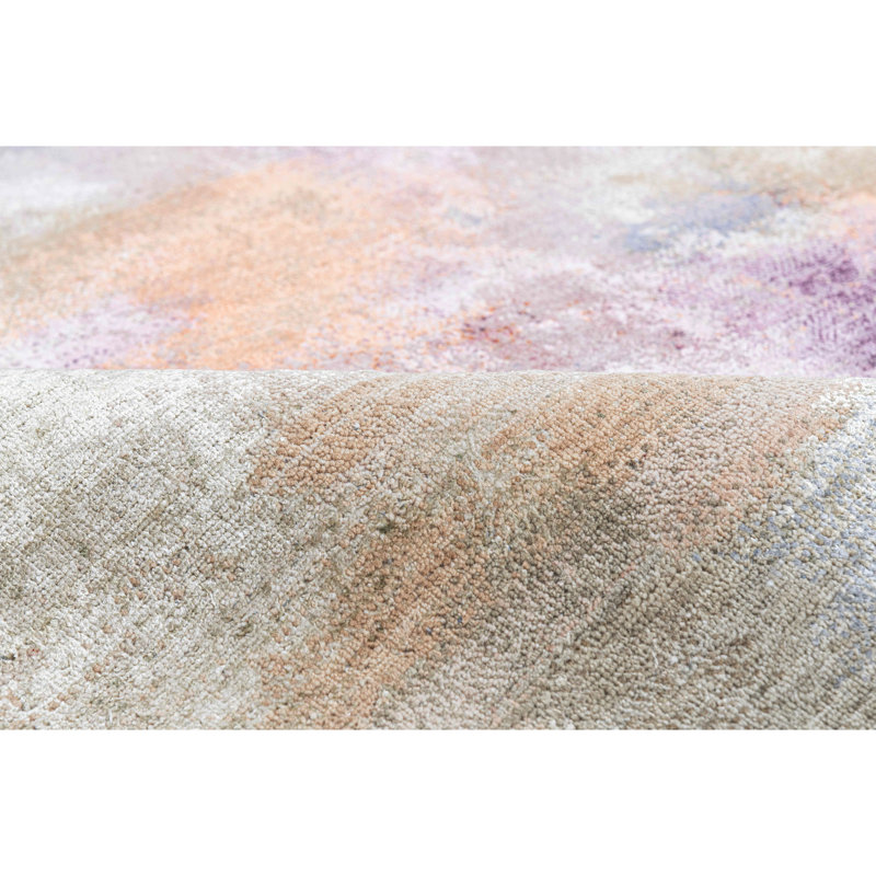 Hand Knotted Abstract Area Rug in Gray/Brown/Orange/Pink, Rectangle 9' x 12'