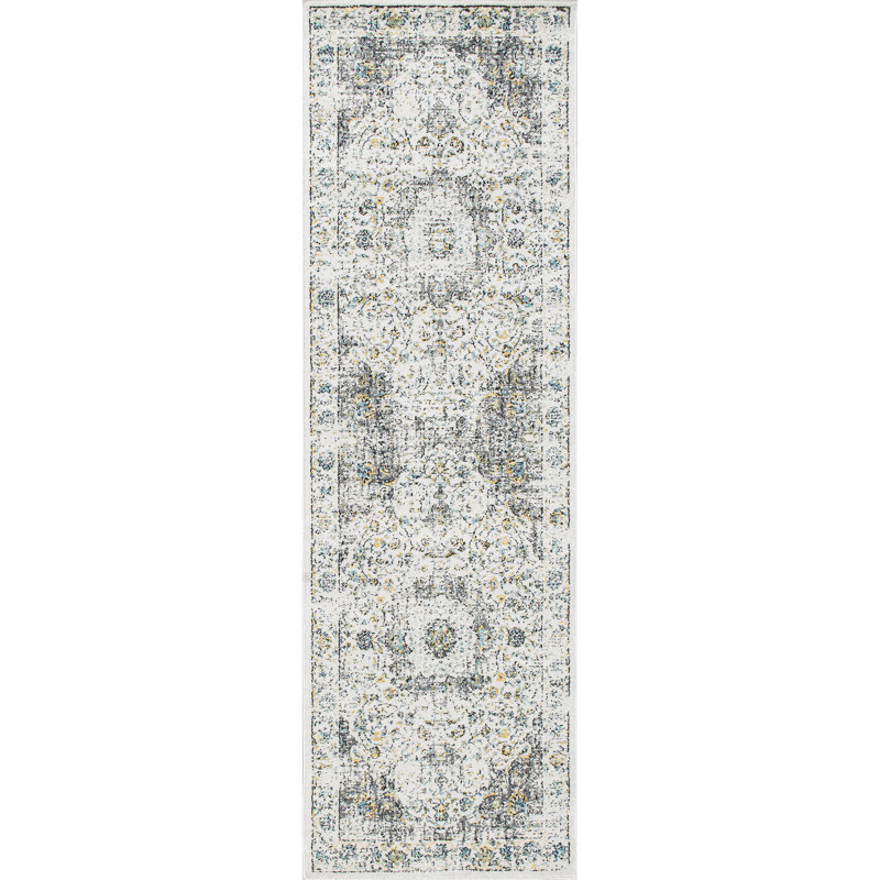 Julieann Power Loom Performance Oriental Gray/Charcoal Rug, Runner 2'8" x 8'