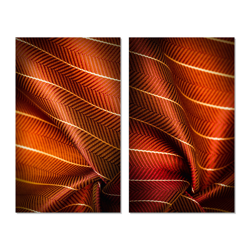 " Ruby Red Fabric With Gold Line II " 2 - Pieces, 20" H x 24" W x 1" D