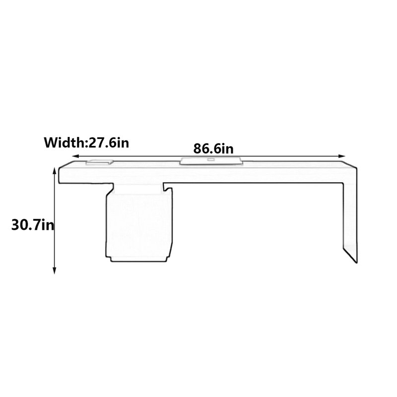 Muthukumar, H 30,7 po x l 86,6 po x P 27,6 po