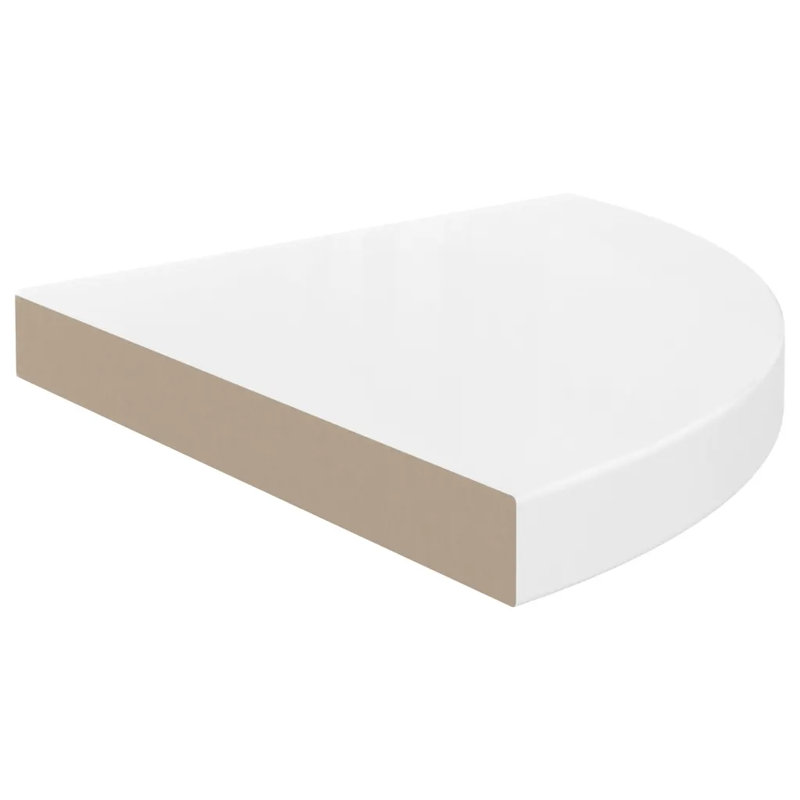 Arsi Corner Shelf, High Gloss White, 3.8cm H x 35cm W x 35cm D