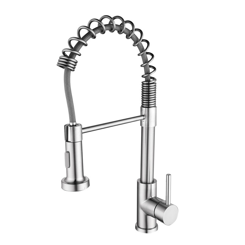 Brushed Nickel Sink Faucet With Pull Down Spray Mechanism - Single Handle Control, 360 Degree Spout Rotation, Metal Body Made For Durability Functionality Movement, Material
