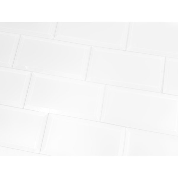 Frosted Elegance 3 in. x 6 in. Diamond Grade Glass Beveled Subway Decorative Kitchen & Bathroom Wall Tile