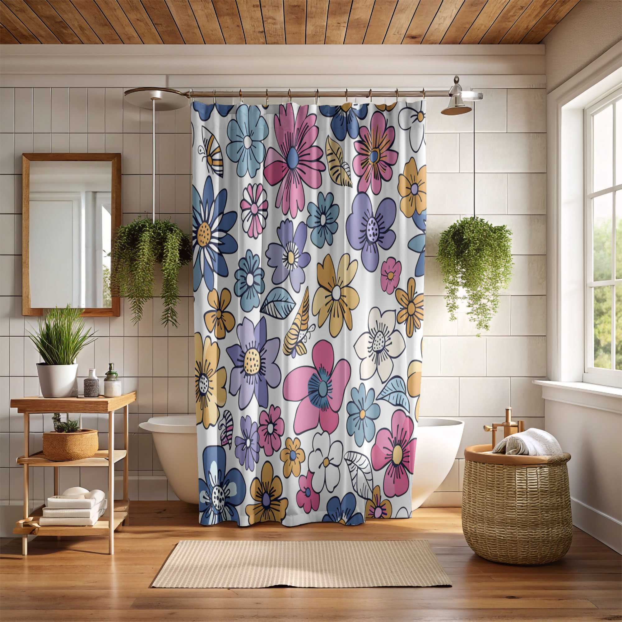 Red Barrel Studio® Funky Line Drawings - Premium Shower Curtain | Wayfair