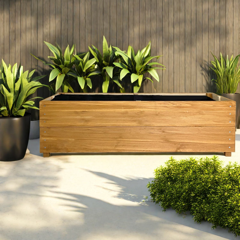 Large Planters, Solid Wood 43.3 Inch Rustic Outdoor Garden Bed