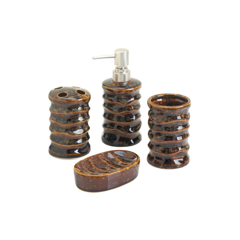 BROWN STONY BATH ACCESSORY SET