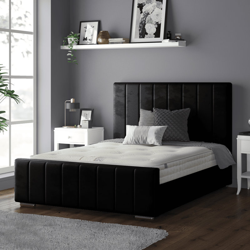 Jesse Upholstered Bed, Black, Small Double (4')
