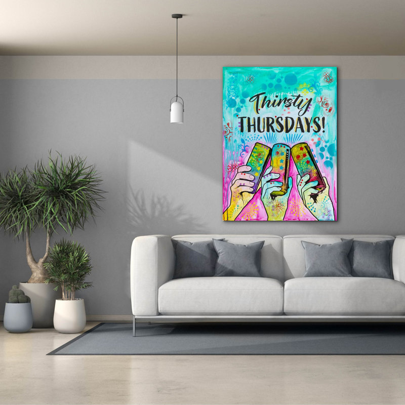 «Cheers - Thirsty Jeudi» par Dean Russo, art mural sur toile, H 54 po x l 40 po x P 1,5 po