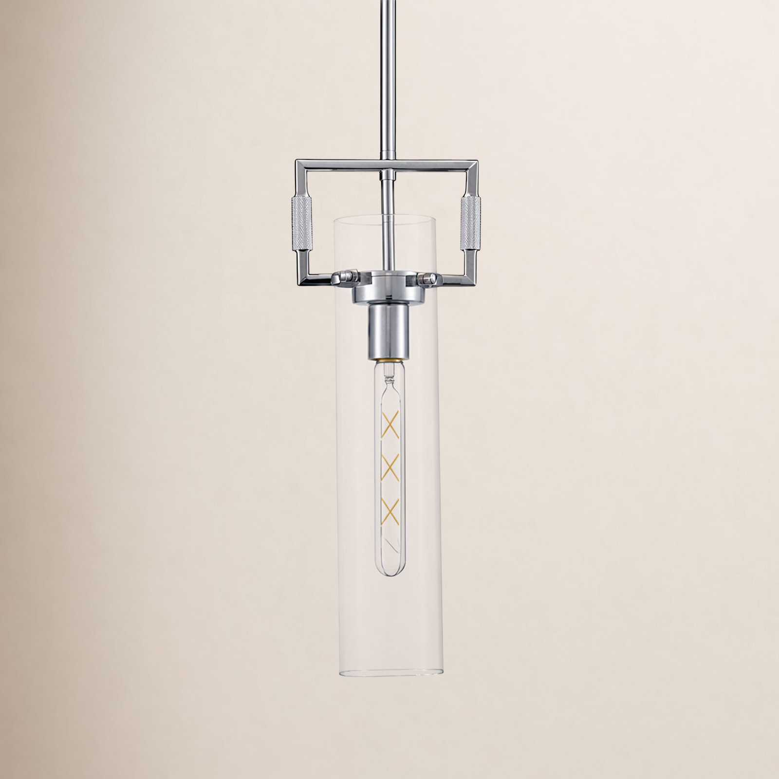 Mirabelle Single Light Glass Dimmable Pendant, Polished Chrome