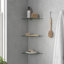 Paquet de 3 tablettes d'angle en verre trempé avec finition murale en nickel satiné pour salle de bain Bella