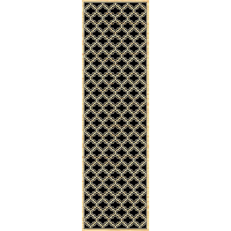 Tapis noir à motif géométrique Mishawaka, Tapis de couloir : 2 pi x 7 pi 7 po