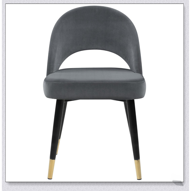 Chaises latérales arquées grises et noires (ensemble de 2) avec sièges baquets confortables et fabrication durable