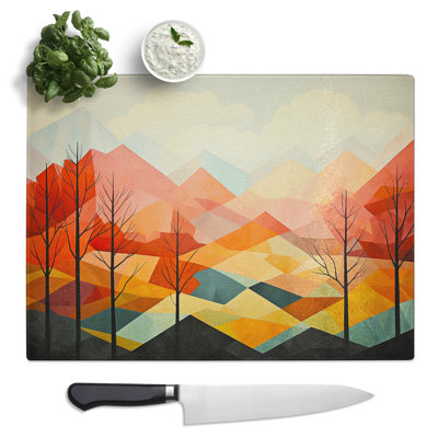 Landscape Geometric  Glass Chopping Board