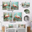 Flamant rose et vert Elegance I - flamant rose, ensemble de 2 carrés-1447434881