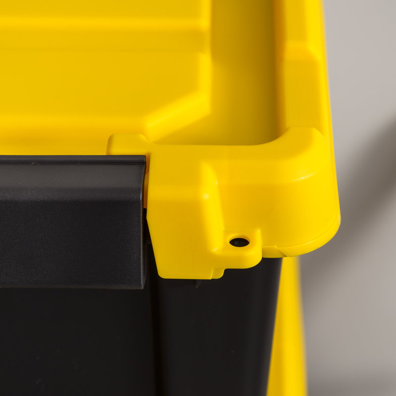 Iris 20 Qt./5 Gal. Heavy-duty Stackable Storage Tote in Black with Yellow Lid