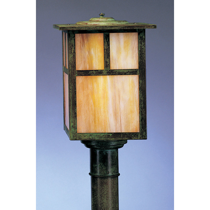 Hylan Lantern Head, 13.25” H x 10" W / T - Bar, Gold White Iridescent, Verdigris Patina