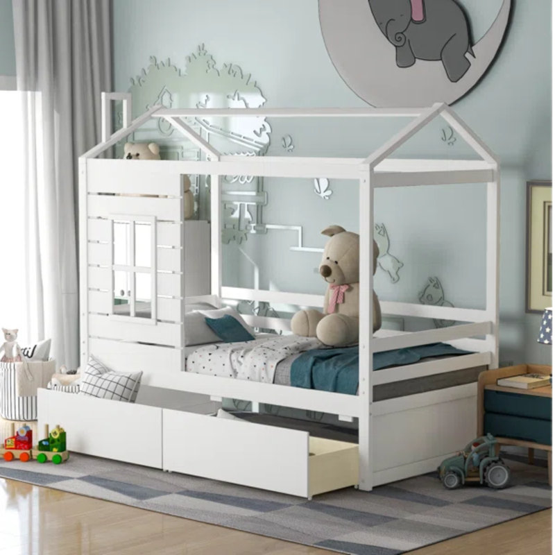 Lit simple style maison, blanc
