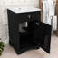 Meuble-lavabo simple autoportant moderne avec lavabo en céramique, tablette réglable et porte à fermeture en douceur-153568771