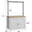 Îlot de cuisine robuste de 42 po - comptoir de 30 mm d'épaisseur, capacité de 400 lb, rangement à 3 niveaux et 5 crochets, chariot multifonctionnel en bois pour les petits espaces-1357440569
