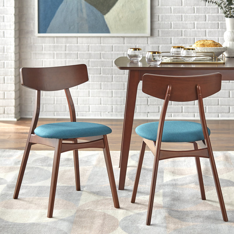 Chaise d'appoint Brunehilde, Noyer, Sarcelle