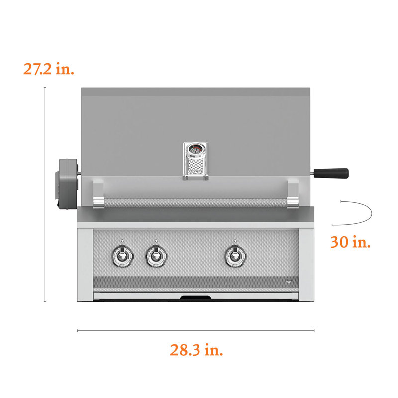 Aspire Grill Built-In, 2 U-Burner, Rotisserie 30", Natural Gas